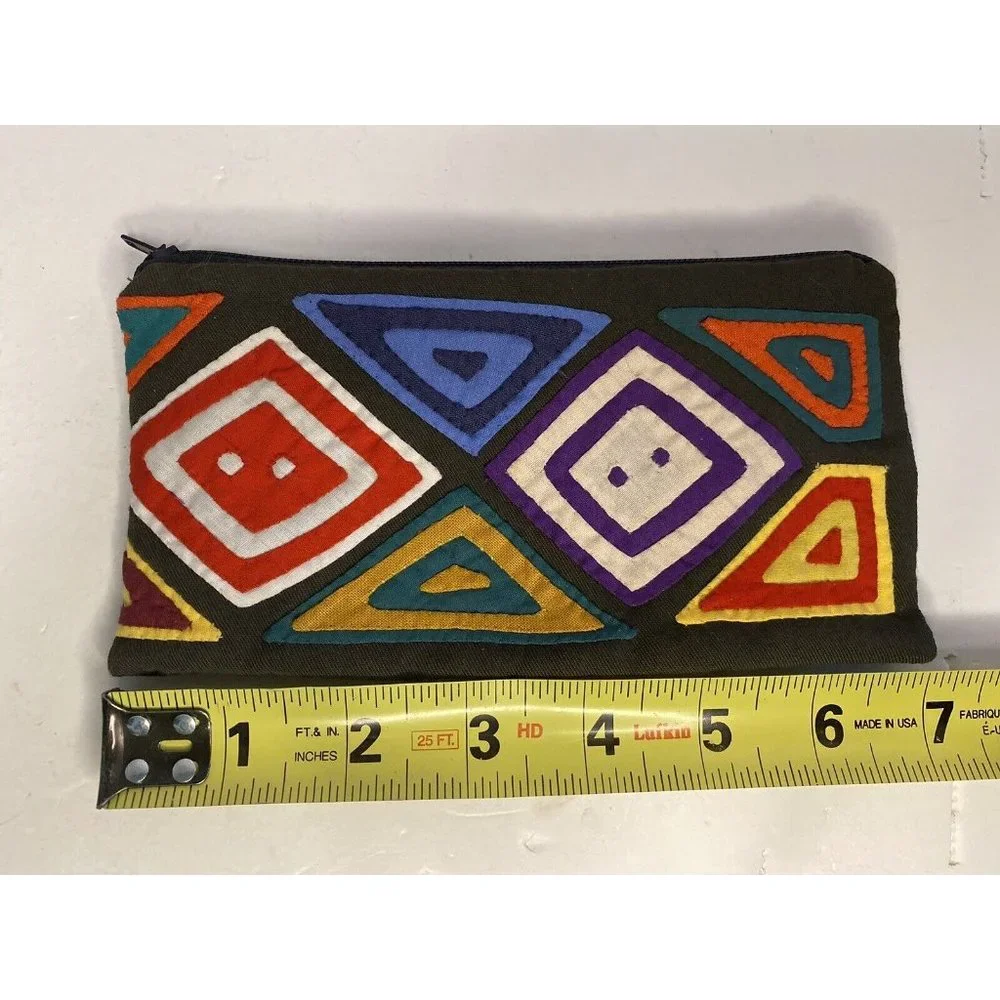 Handmade Applique Fabric Wallet Pouch Boho Geometric Latin America